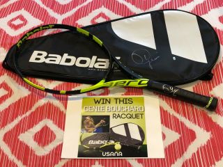 Eugenie Bouchard Signed Wta Babolat Pure Aero Personal Tennis Racquet Usana Rare