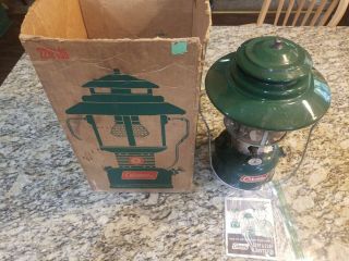 Vintage Coleman Lantern Big Hat " 228f Double Mantle Green 8/68