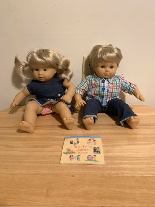 Rare American Girl Bitty Baby Twins - Boy And Girl - Outfit - With Book