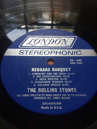 Rolling Stones - Beggars Banquet Lp 1968 London - Ps 539 Vinyl Rare Sleeve