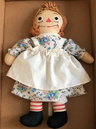 Vintage Raggedy Ann 15” Doll W/ Dress Pattern