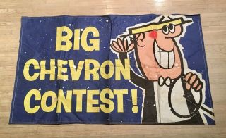 Rare 1960’s Chevron Gas Station Contest Vinyl Banner