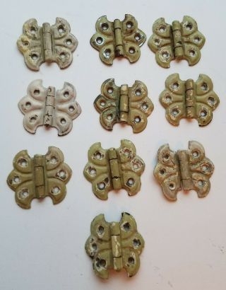 Antique Butterfly Cabinet Hinges Hardware Ornamental Set Of 10 Farmhouse Decor