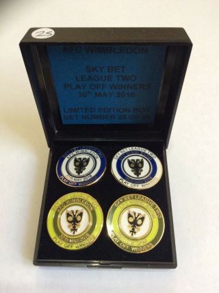 Rare Afc Wimbledon Football Club Fc Ltd Ed Badge Pin Promotional Box Set 2016