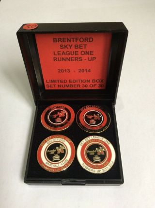 Very Rare Brentford Football Club Badge Fc Pin Ltd Ed Promotion Box Set 2014