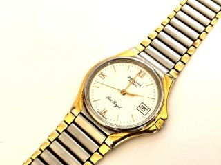 Vintage Rare Zenith Port Royal Two Tone Quartz Date Swiss Wristwatch