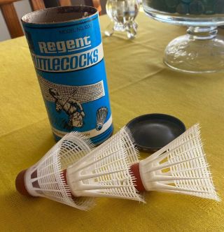 Vintage Regent Shuttlecock Tin Can Made In England By Carlton Rare Blue