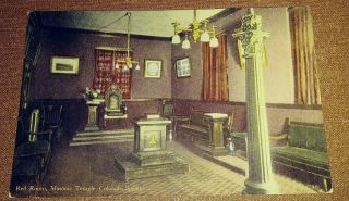 Rare Antique Postcard Nr,  1909 Red Room,  Masonic Temple,  Colorado Springs,  Co