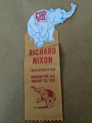 Vintage.  Rare.  Inauguration Of Richard M.  Nixon 1973 Pinback Button & Ribbon