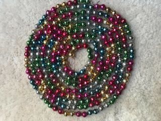 Vtg Antique Mercury Glass Feather Tree Garland Multi Color Christmas 3/8” Double