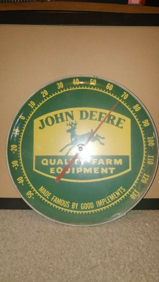 Rare Vintage John Deere Quality Farm Equipment Advertisement 12 " Thermometer