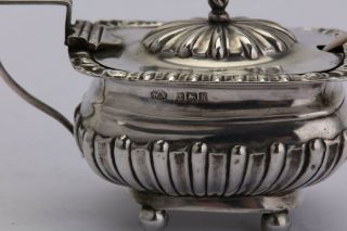 Edwardian sterling silver mustard pot,  Birmingham 1909 by William Aitken,  spoon 3