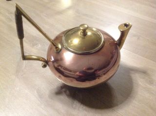 Rare Unusual Antique 19th C William Soutter & Son Brass & Copper Kettle