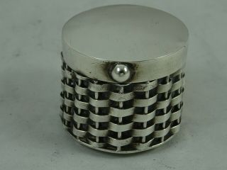 Modern Solid Silver `basket Box` Pill Box,  32gm