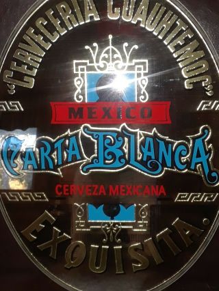 Carta Blanca Beer Vintage Glass Mirror Bar Sign Cerveza 16 X 12in Rare