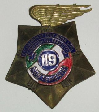 Antique & Obsolete Mexico City Transit Lieutenant Police Badge Mexican