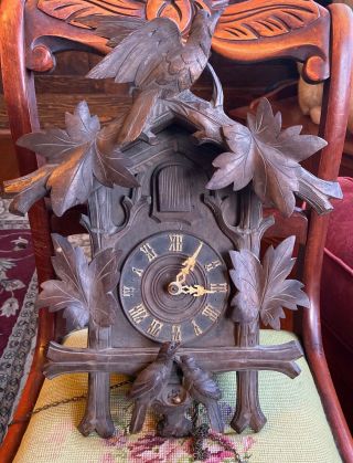 Antique German Cuckoo Clock Bird Nest & Count Wheel