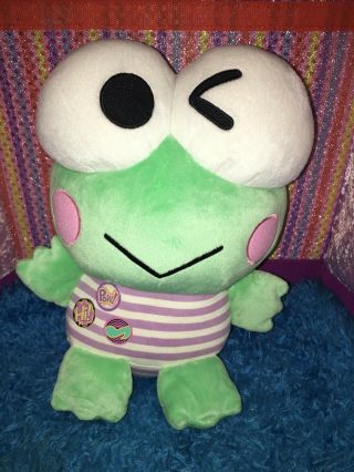 Nwt - Htf - Rare - 10.  5” Hello Kitty Sanrio Plush Stuffed Keroppi Frog Purple Stripes