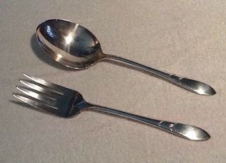 Silver Plated Oneida Community Lady Hamilton Serving Spoon & Meat Fork Exc
