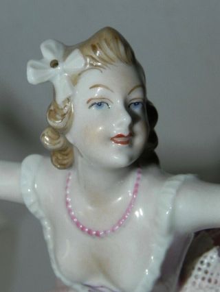 Antique Dresden Porcelain Lace Ballerina Figurine Dancer 7.  5 
