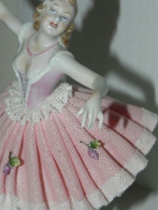 Antique Dresden Porcelain Lace Ballerina Figurine Dancer 7.  5 