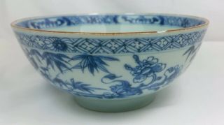 Antique 18th Century Kangxi Chinese Blue And White Hand Painted Bowl