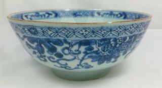 ANTIQUE 18TH CENTURY KANGXI CHINESE BLUE AND WHITE HAND PAINTED BOWL 3
