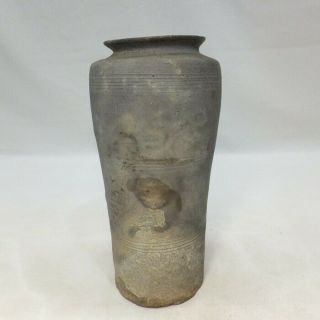 D249: Real Old Southeast Asian Nanban Pottery Flower Vase With Appropriate Work