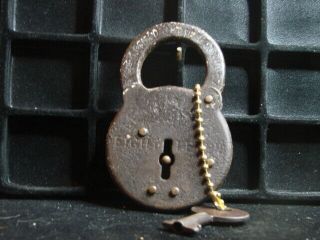 Mastodon 8 Lever Padlock & Key Vintage Antique Lock,  Eagle Lock Co.