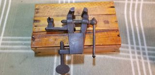 Antique Vom Heede Miniature Jeweler Goldsmith Watchmaker Clamp Vise Bench Anvil