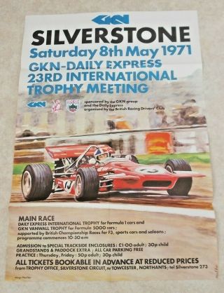Rare & Formula 1 1971 23rd Int.  Trophy Race At Silverstone Poster;