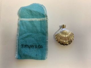 Vintage Tiffany & Co Sterling Silver Shell Perfume Bottle Rare With Pouch