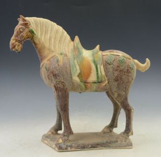Old Chinese Tang San Cai Porcelain Hand - Painted Hand - Made Horse Statue