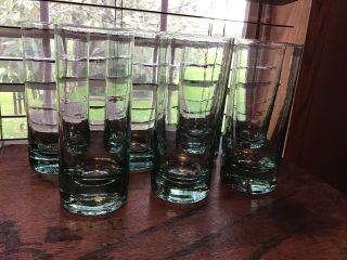7 Rare Blown Glass Spain Aqua Blue Green Pottery Barn 10 Oz Beverage Glasses