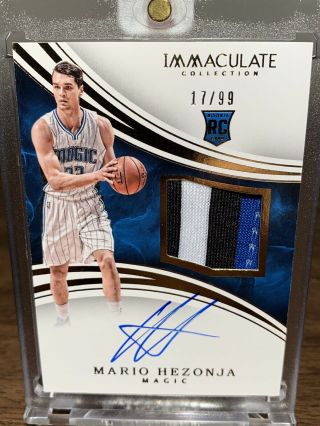 2015/16 Immaculate Mario Hezonja Rookie Rc Patch Auto Rpa ’d 17/99 Magic Rare