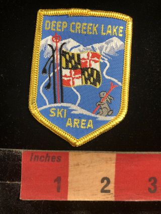 Vtg Circa 1980s Maryland Deep Creek Lake Snow Ski Resort Woven Jacket Patch 00v4