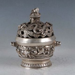 Chinese Tibet Silver Dragon Incense Burner Made During The Da Ming Xuande