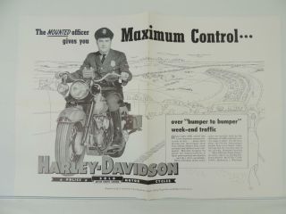 Vintage 1954 Harley - Davidson Police Solo Dealer Advertisement Brochure L4979