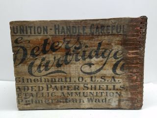 Vintage Antique Peters Cartridge Loaded Paper Shells Ammunition Wood Shell Box