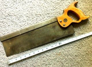 Antique Cast Steel Wood Handle Henry Disston & Sons Back Miter Hand Saw 16
