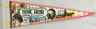 Rare Old Tucson Arizona Vintage Pennant Felt 8×25 Bank Western Theme Souvineer