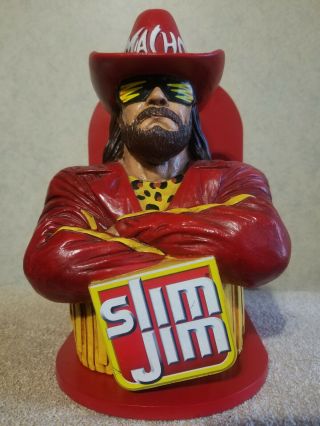 Macho Man Randy Savage Slim Jim Figure Counter Display Holder Ultra Rare Wwf Wwe