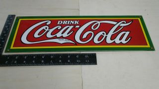 Old Vintage Drink Coca - Cola Porcelain Metal Sign Rare Soda Pop Fountain Jerk