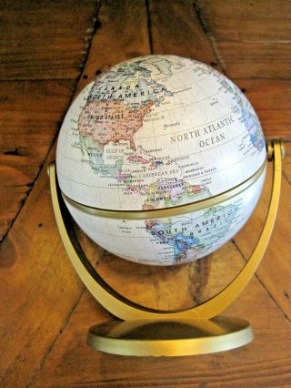 Stellanova Political Antique Ocean Swivel & Tilt Desk Globe Made In Germany