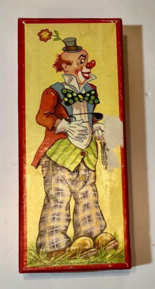 Antique German Clown Puzzle 4 Sided Wooden Blocks West Germany Ls0497