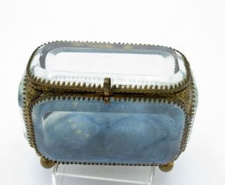 Antique French Jewelry Box Casket Beveled Glass Vitrine Display Cabinet