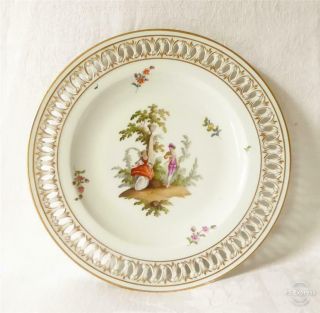Antique 19th Century German Meissen Pierced Porcelain Plate C1880