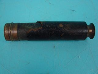 Very Early Vtg Antique Nautical Pirate Ship Brass Telescope W/ Leather Cover 2