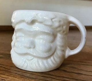 Vintage Antique Small Christmas Santa Claus Face Ceramic White Mug Cup Tx 747