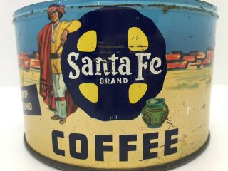 Old Farm House Find Rare Vintage Santa Fe Brand Coffee Advertising Antique Tin